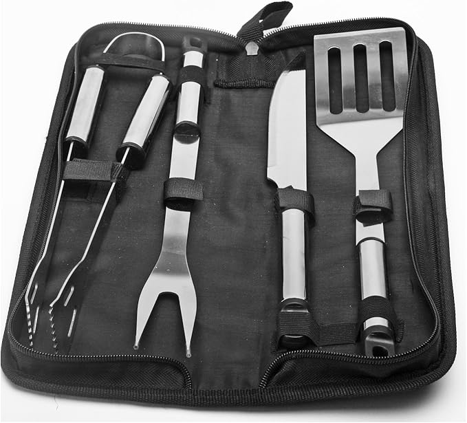5 Piece Stainless Steel BBQ Grilling Tool Set Patio