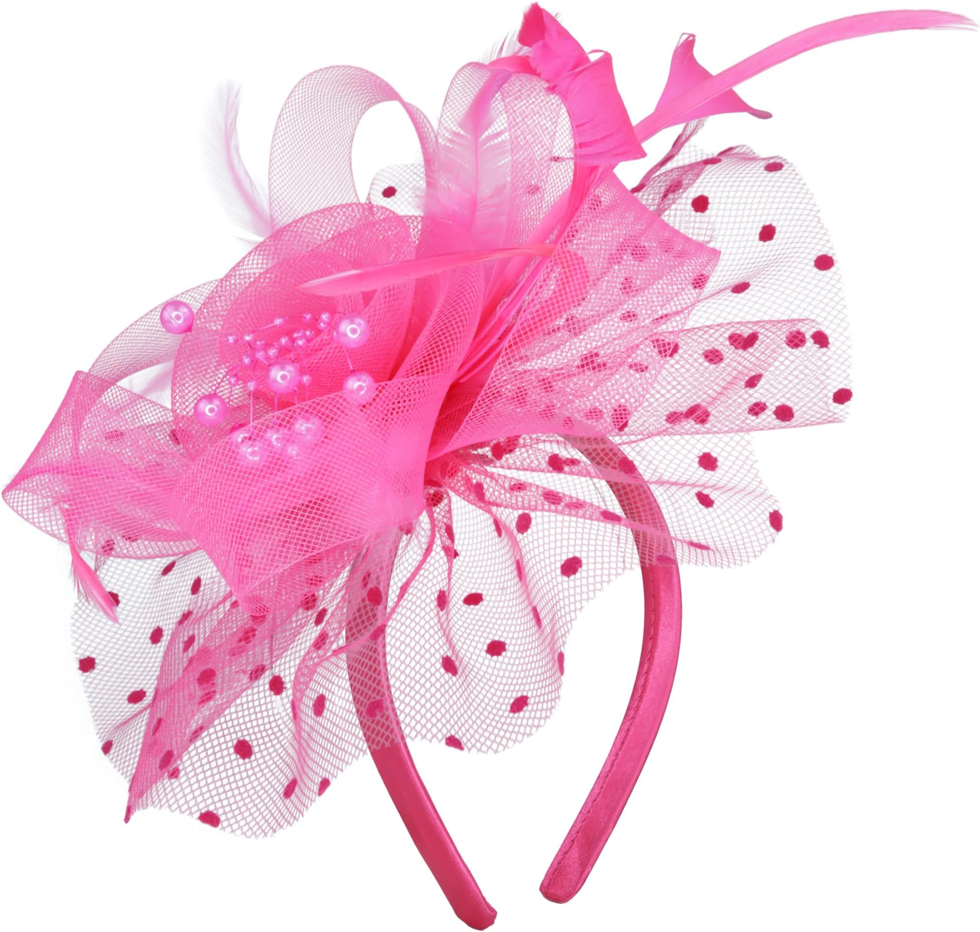 Fascinator for Women, Derby, The Oaks, Church, and Tea Party Accessory, Headband or Hair Clip, One Size (Pink)