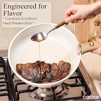 CAROTE Pots and Pans Set Non Stick, Detachable Handle Cookware, 21pcs,White