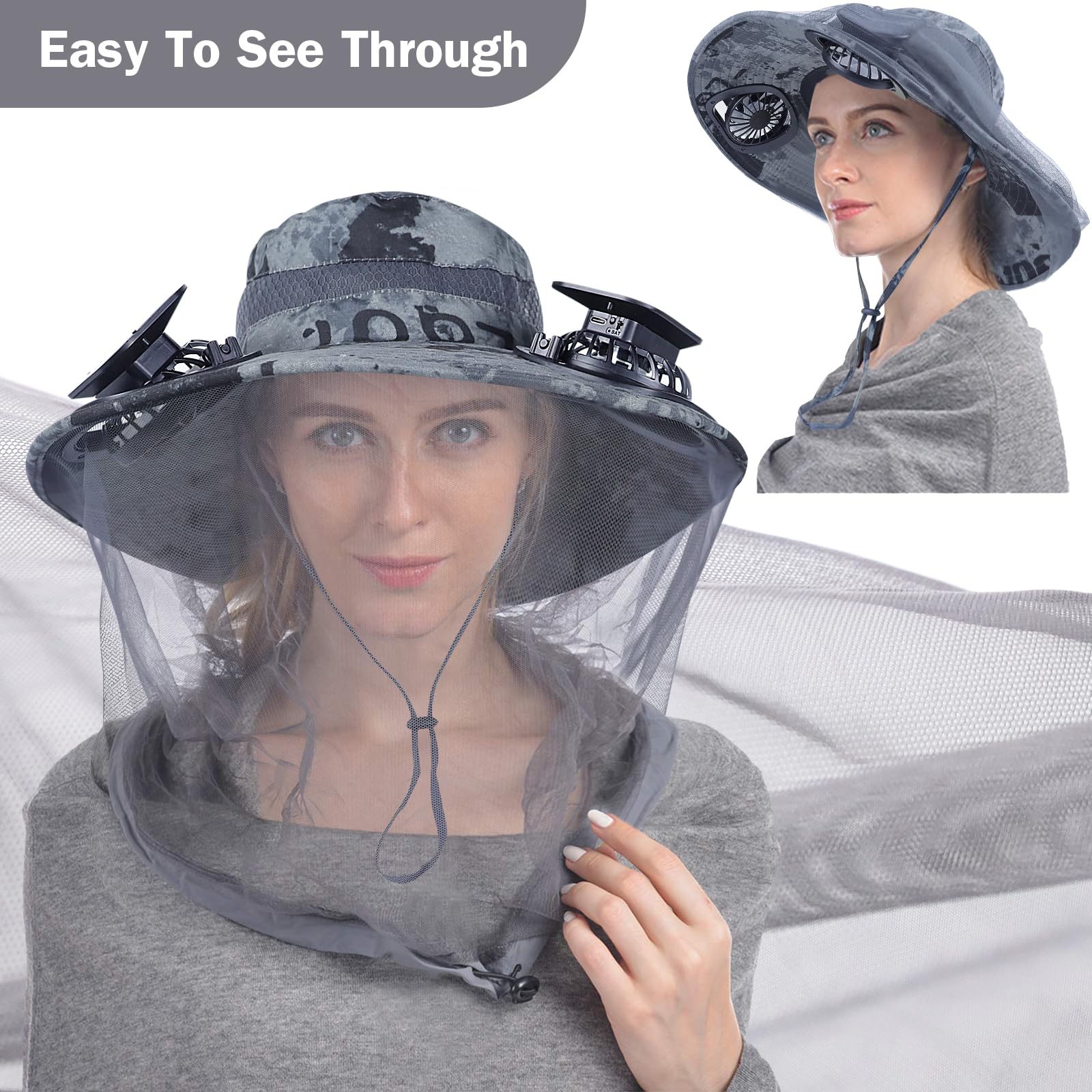 Cappello a rete per zanzara, ad asciugatura rapida, con rete per zanzare, per uomini e donne, per la giungla, protezione contro zanzare, insetti, insetti, api, zanzare, per attività all'aperto, pesca,