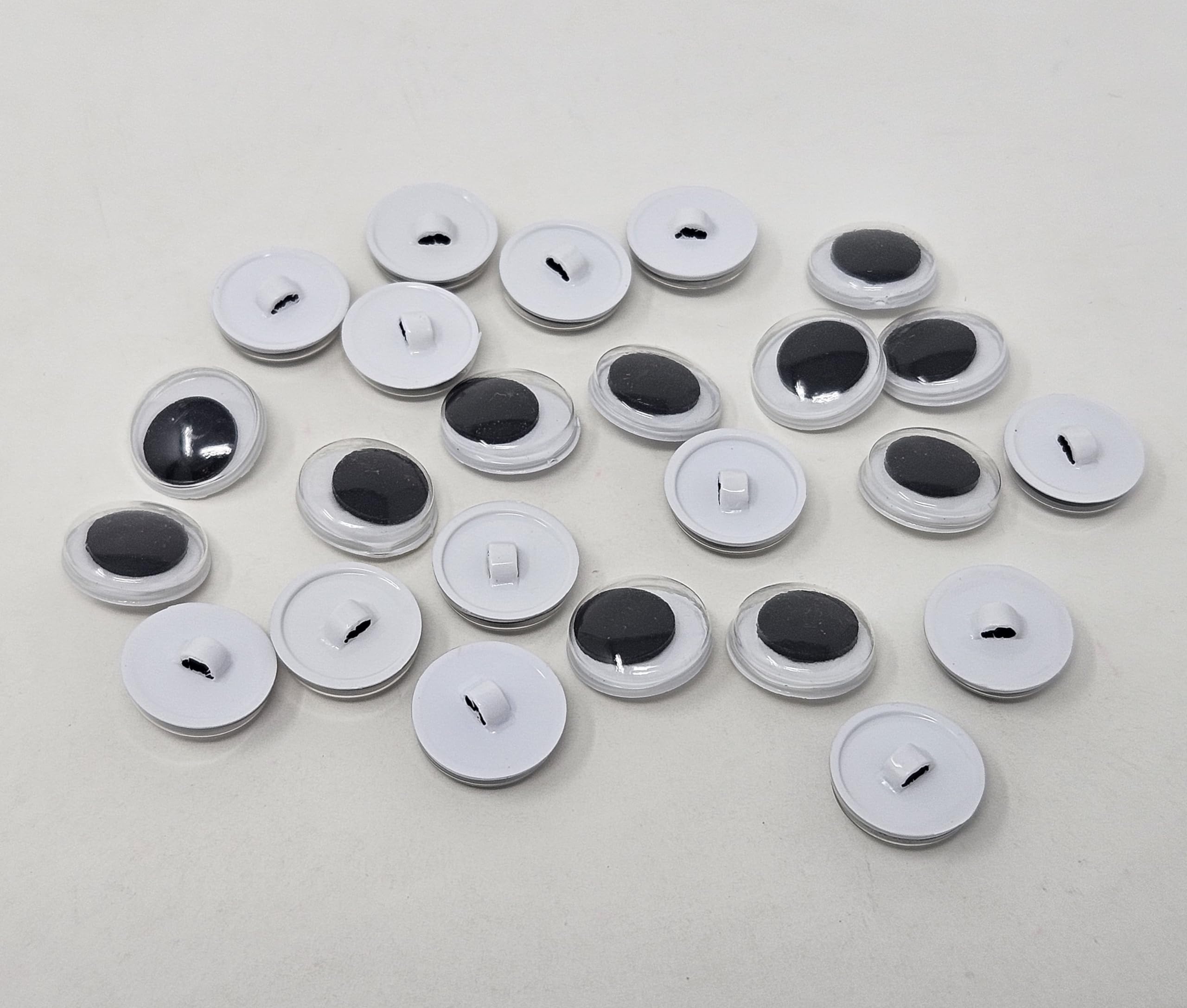 Pair of Zim's 12mm Round Sew-On Moving Wiggle Googly Plastic Eyes with Shank Back for Craft Amigurumi Dolls or Puppets (Pack of 12)