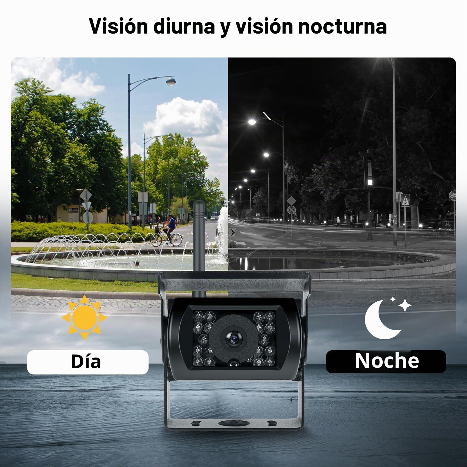 Hodozzy Camara Marcha Atras Digital Inalambrica con Montor IPS de 7 Pulgadas, 2 Camaras, Vigilancia de Estacionamiento, Impermeable IP 68 Visión Nocturna, Camara Trasera para Camiones/Remolques