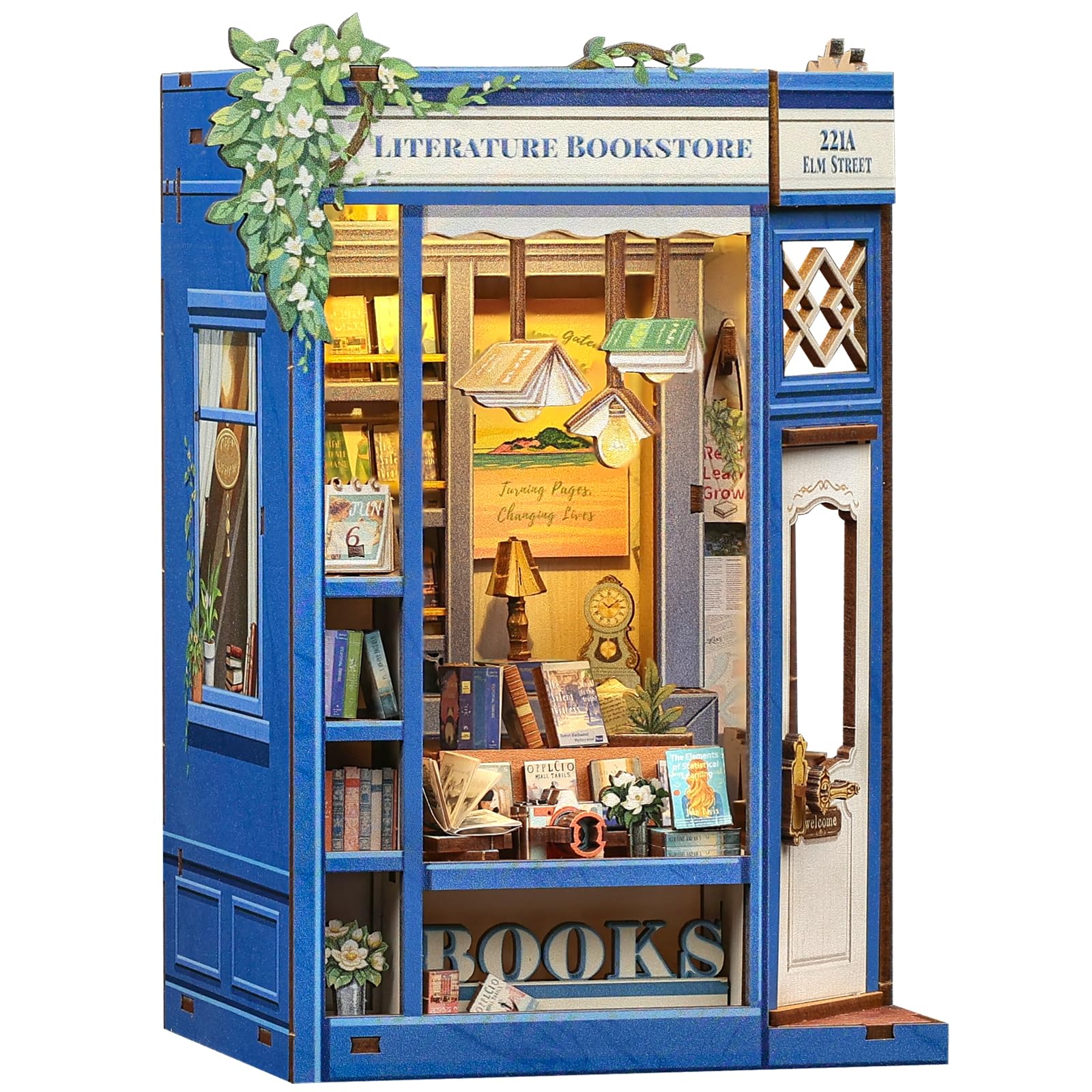CUTEBEE Book Nook Kit: Kit Miniatura Fai da Te per Adulti, Puzzle 3D in Legno, Decorazione Casetta/Libreria (Literature Bookstore)