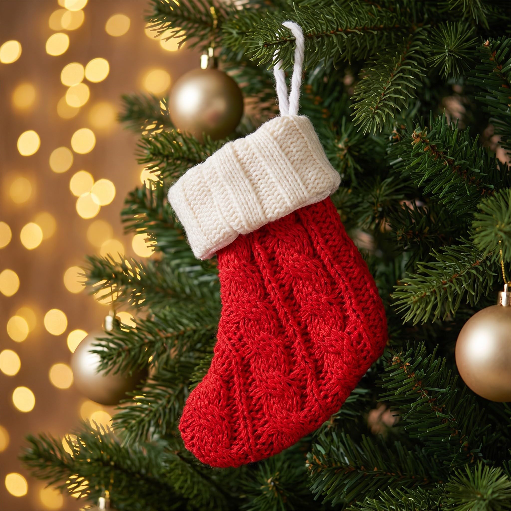 VICASKY 12 Mini Calcetines navideños de Punto para Colgar en el árbol de