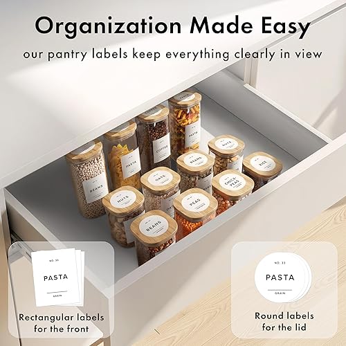 Miniatura 4 de Contenedores cuadrados de vidrio con tapas de bambú, paquete de 12 (4 tarros de 30 onzas, 8 x 17 onzas) herméticos con tapas para alimentos,