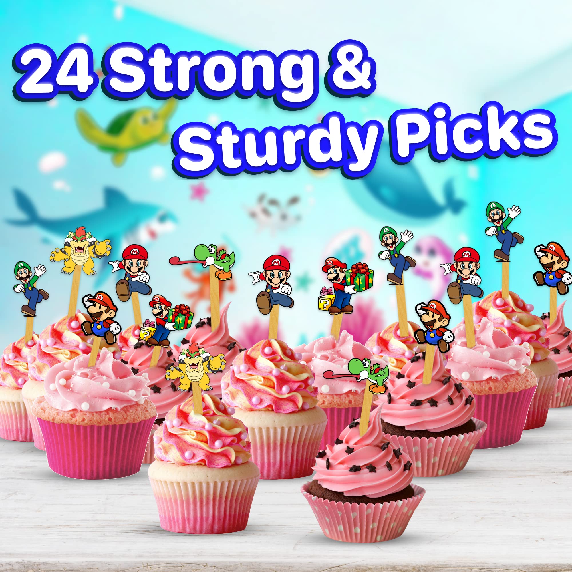Cupcake-Topper Weihnachten 24 Stück - Rot Und Grün, Für Kuchen-Deko, Mottoparty, Zahnstocher-Dekoration