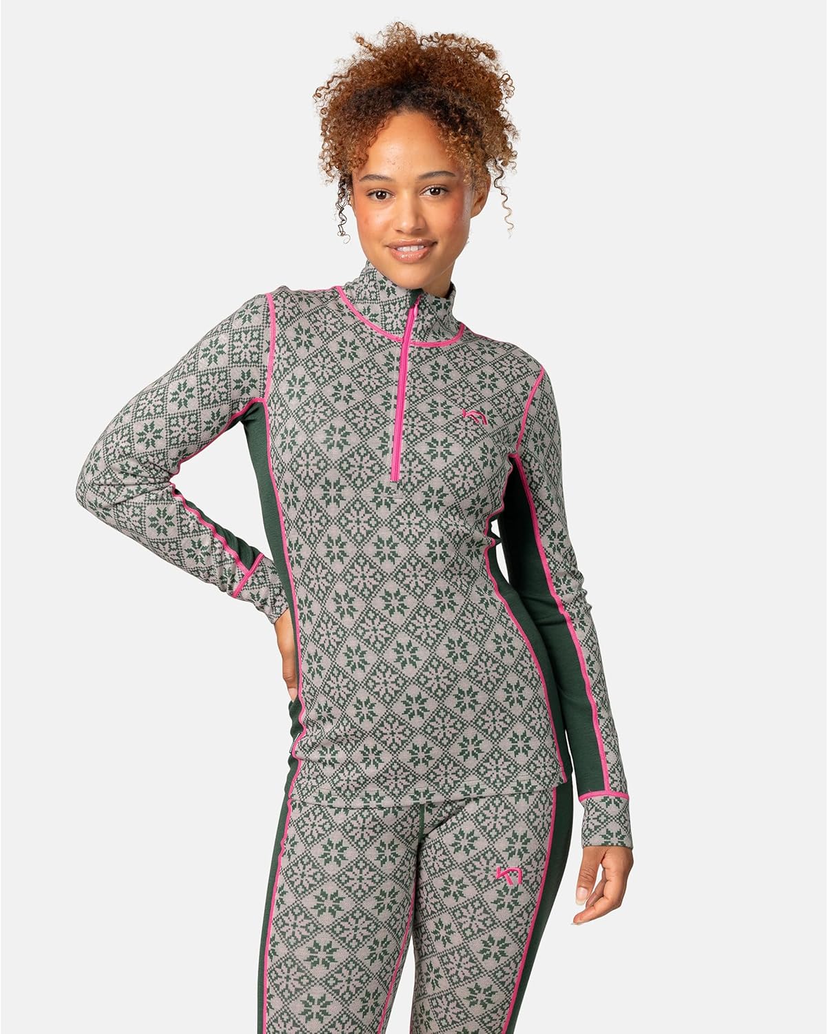 Kari Traa Rose Half Zip Women's Base Layer Top - 100% Merino Wool Fitted Long Sleeve Knit Thermal Shirt - Image 2