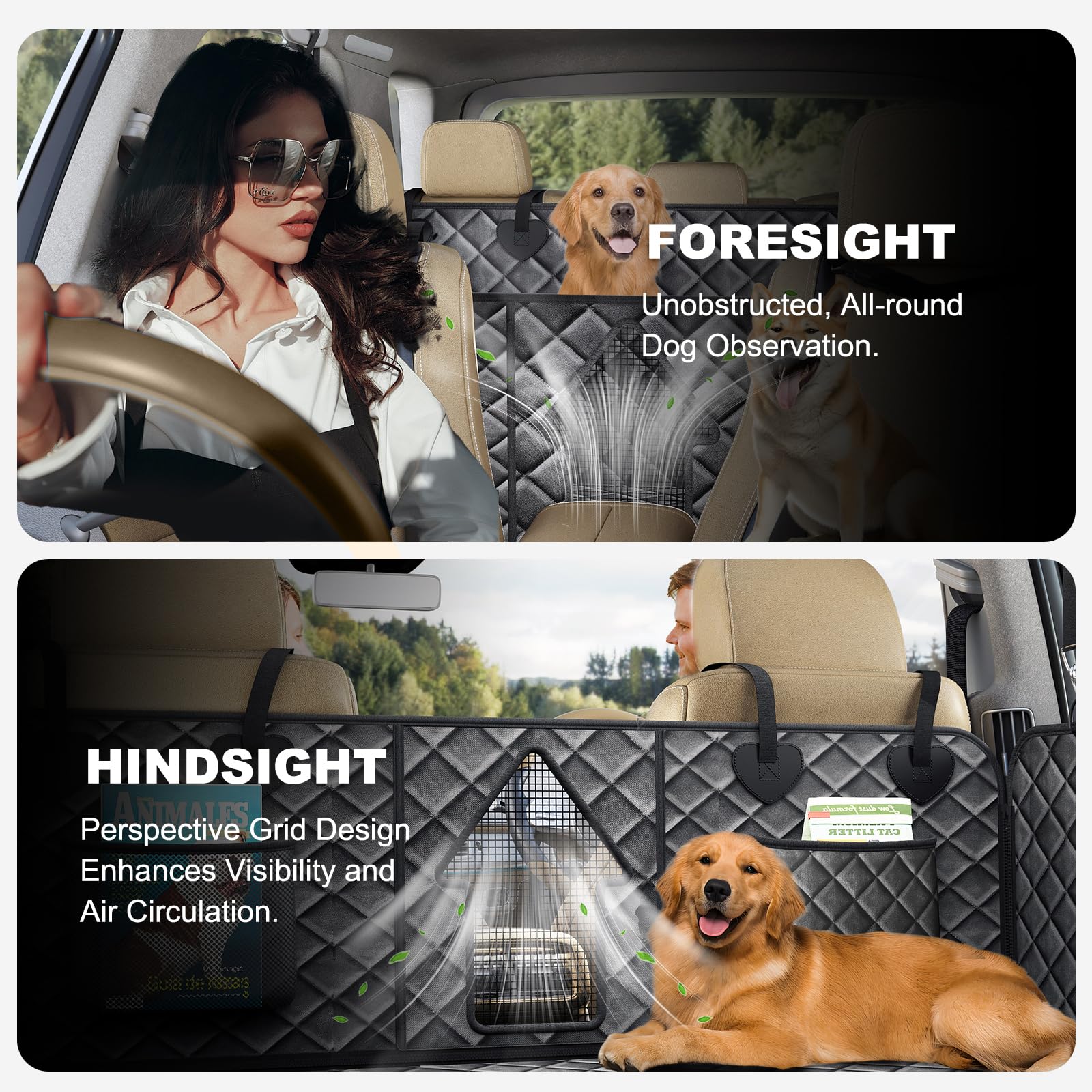 Back Seat Extender for Dogs, Non-Slip Dog Car Seat Cover for Back Seat with Hard Bottom, Durable Pet Car Backseat Cover, Waterproof Dog Hammock for Car SUV Truck - image 5