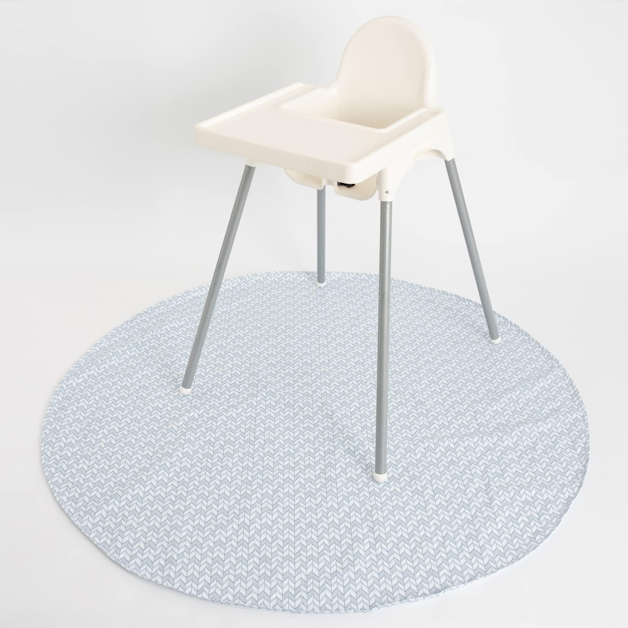 Baby Splat Mat for Under High Chair - 52" Extra Large Round Splat Mat for Kids - Great for Feeding & Playtime, Arts & Crafts - by BooginHead (Blue Feather)