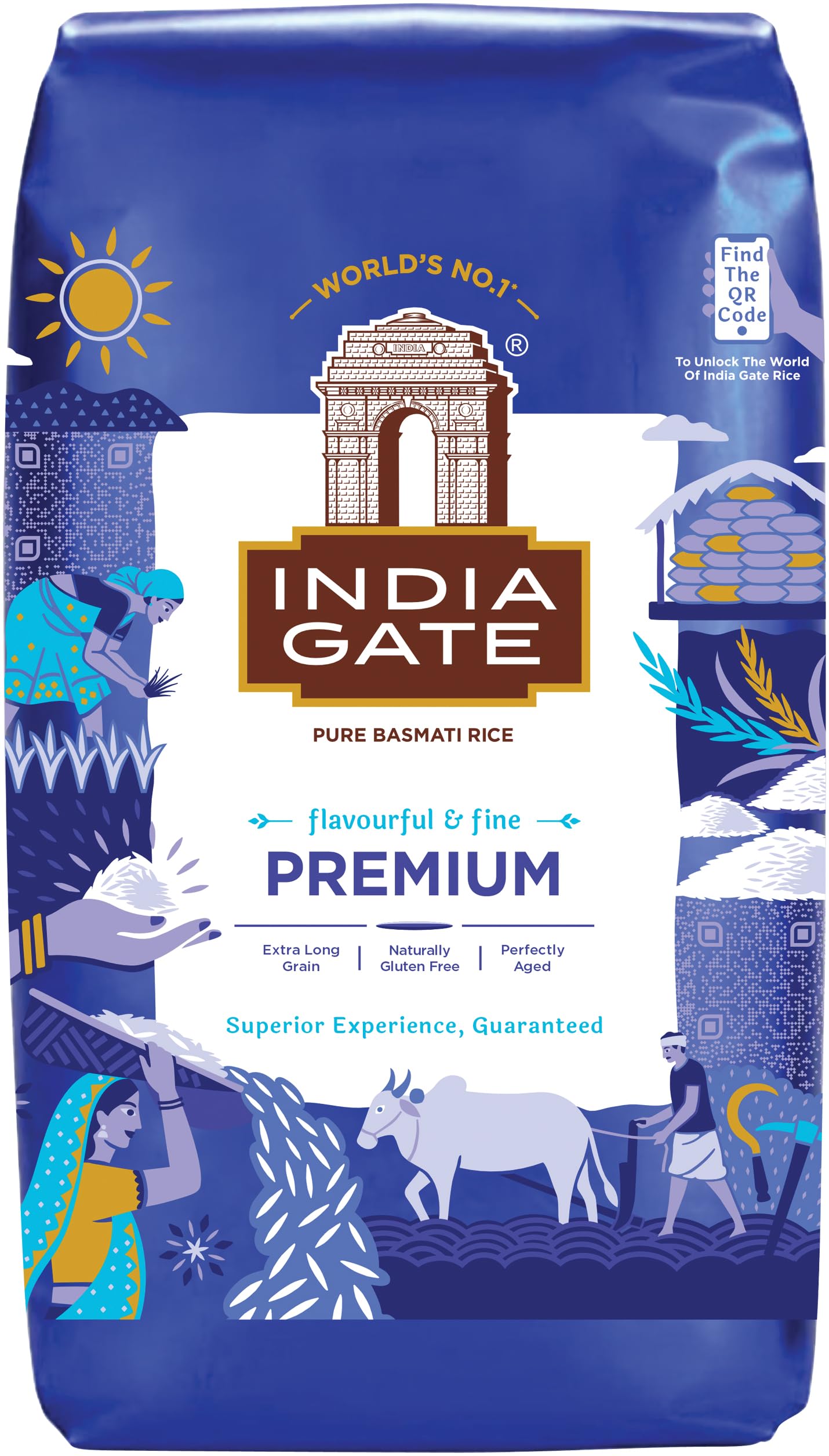 INDIA GATE Premium Basmati Reis – Feiner, aromatischer Langkornreis aus Indien, feines Langkorn (1 x 500 g)