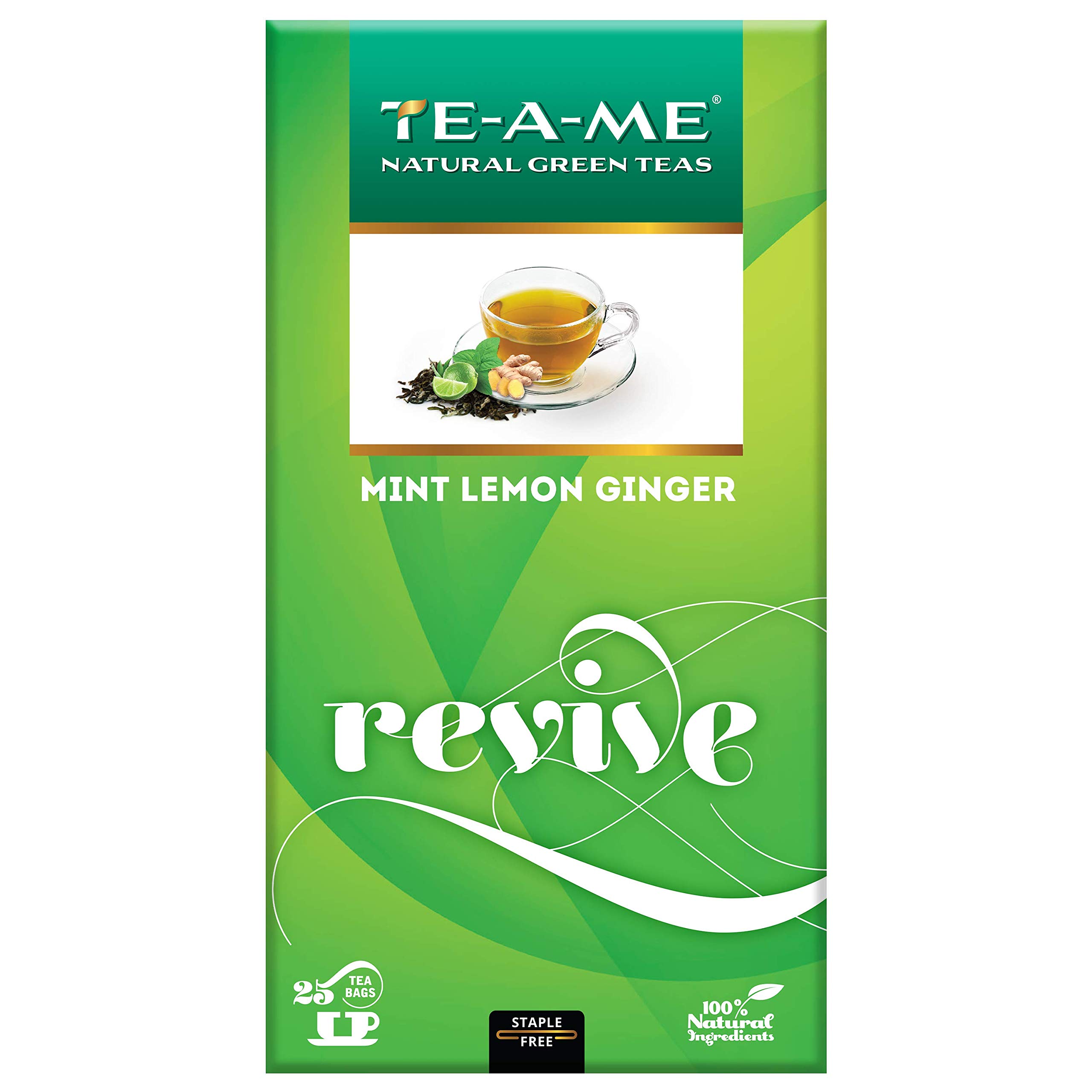 TE-A-ME Green Tea Bags 25 Pcs - Mint Lemon Ginger| Green Tea | Green Tea Bags | Ginger, Mint & Lemon - All Natural Flavour, 84 Gram (B00P62VIIK) Amazon Price History, Amazon Price Tracker