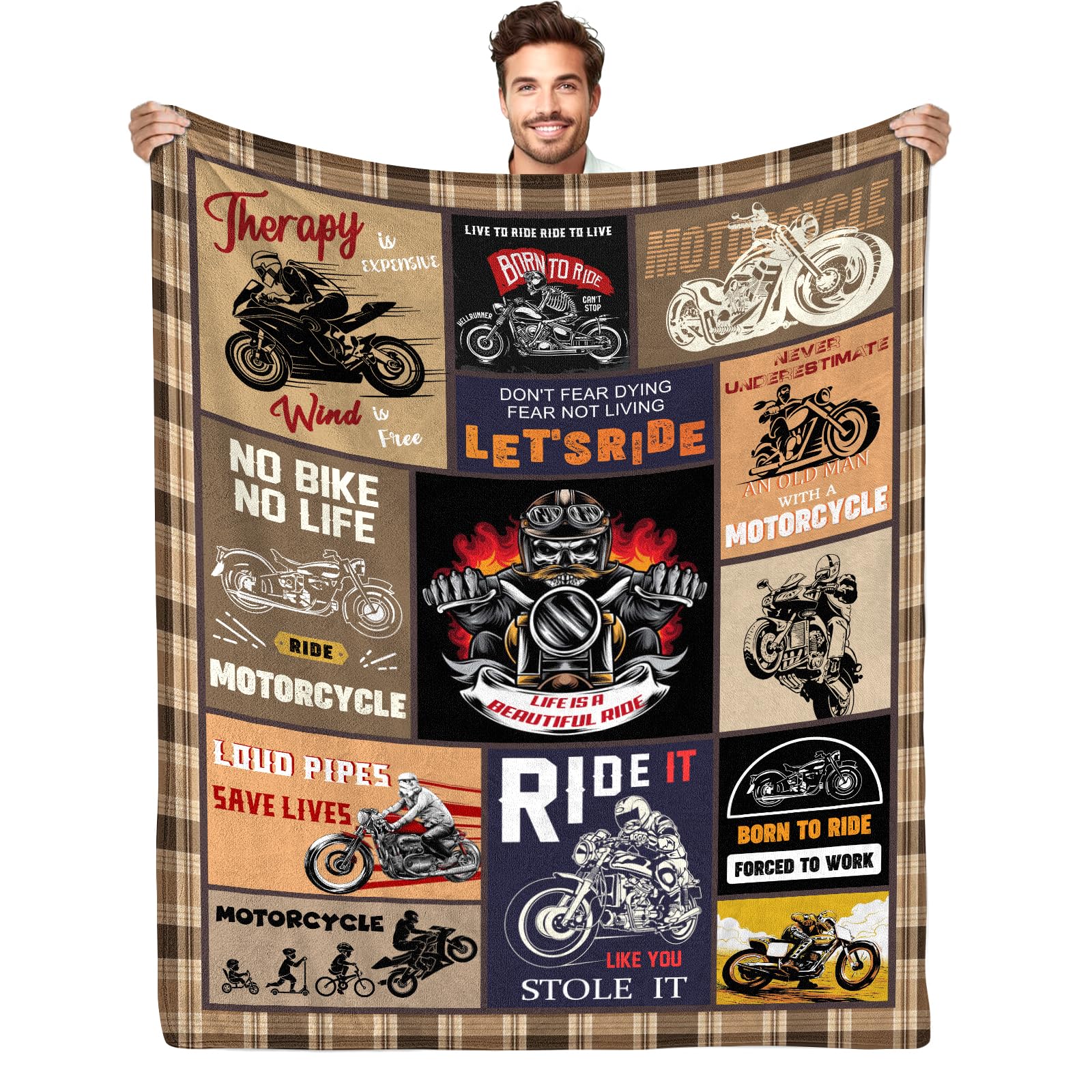 CIUGOIG Motorcycle Blanket Gifts Blankets for Motorcycle Lovers Blanket Motorcycles Gifts for Men 60"x50"