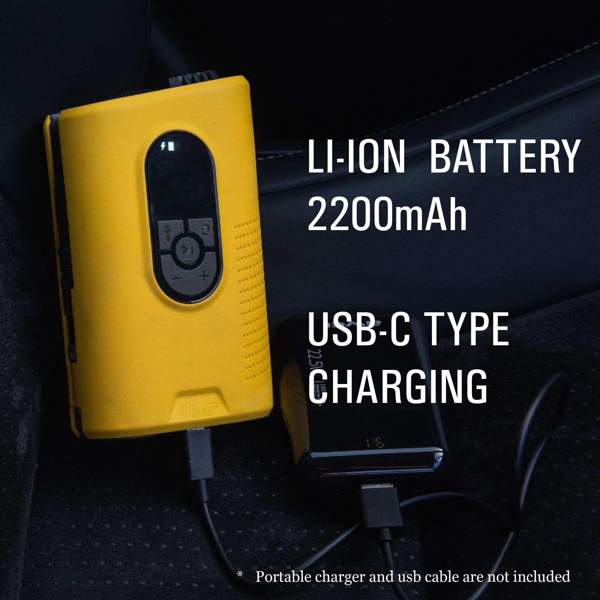 AirMan Inflador de neumáticos alimentado por batería, 2200 mAh inalámbrico de mano con luz LED, máximo 110 psi, para neumáticos de bicicleta y pelotas deportivas