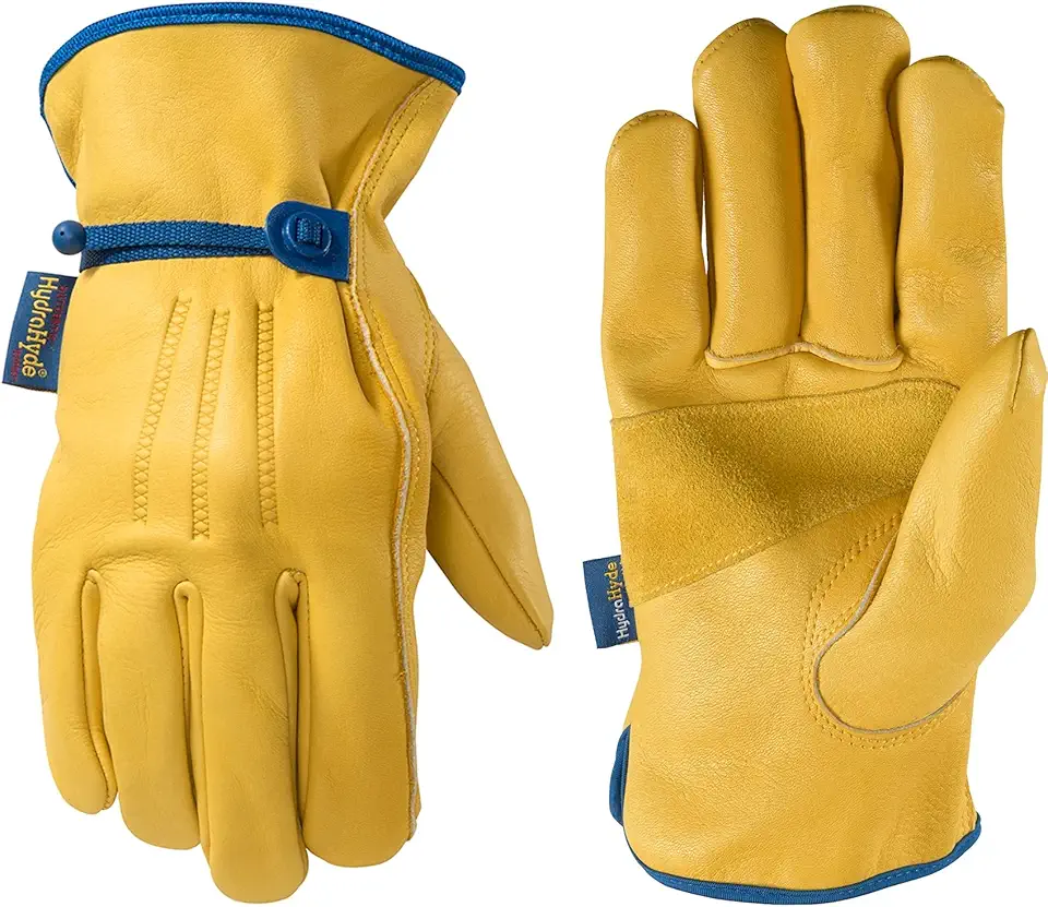 Wells Lamont Men’s Adjustable HydraHyde Full Leather Work Gloves | Water-Resistant | Extra Large (1164XL)