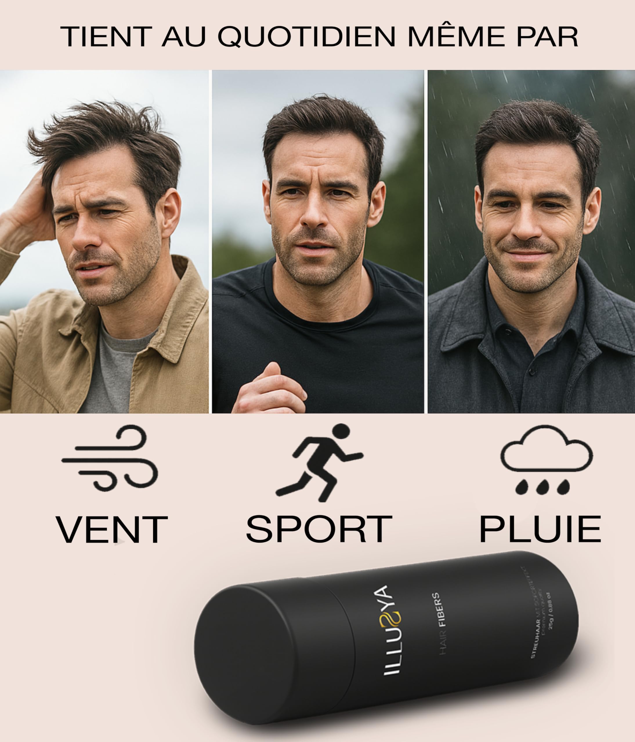 Fibres capillaires densifiantes – Densificateur de cheveux – Effet densité naturel – Pour cheveux fins et clairsemés - brun fonce - 25g