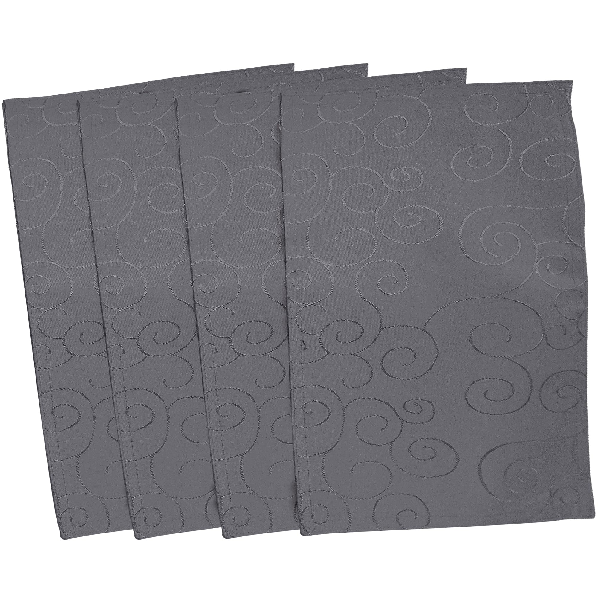 EcoSol Designs Mikrofaser-Damast-Tischsets (30,5 x 44,5 cm, anthrazitfarbene Wirbel), 4 Stück