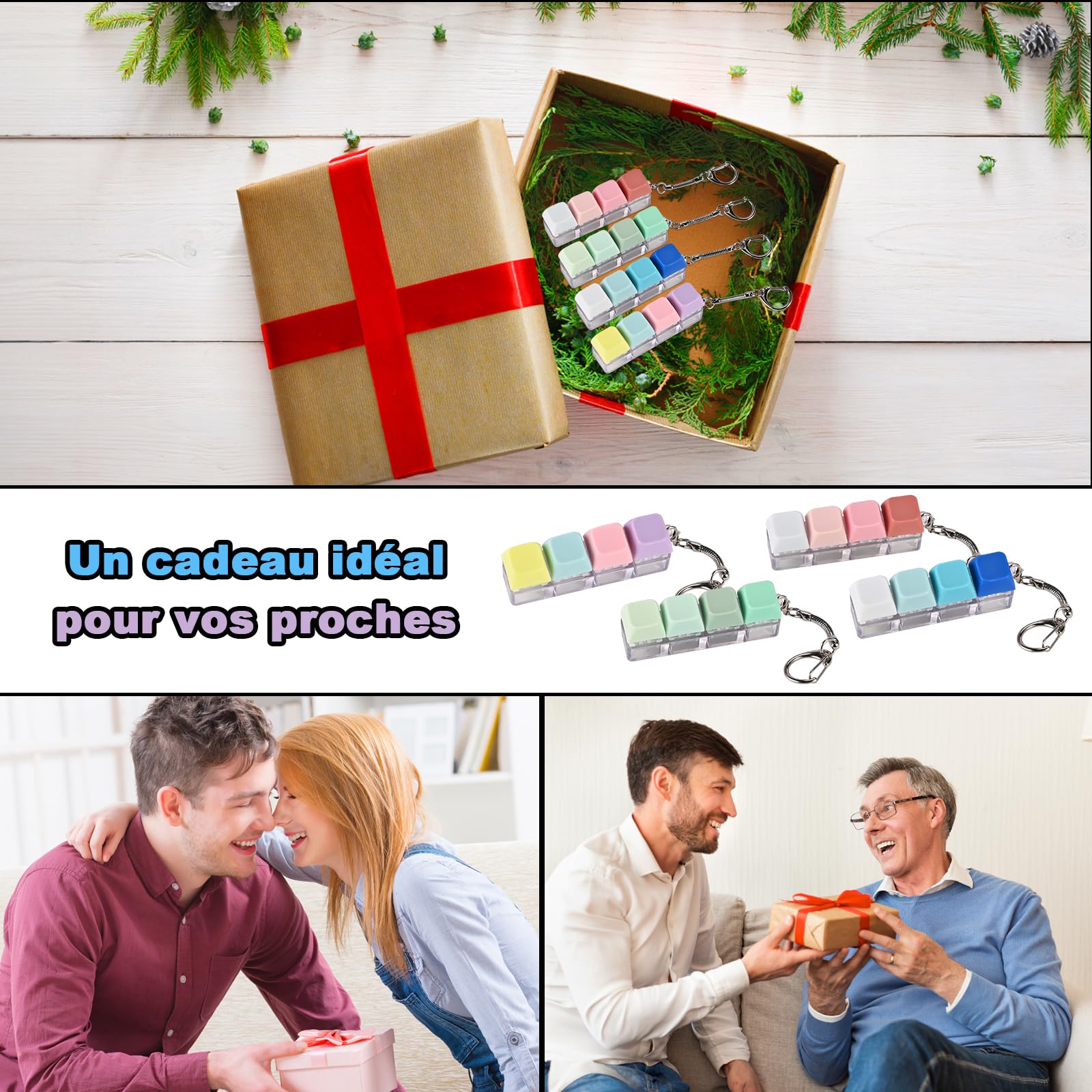 GOLDGE 4 Piezas Teclado Antiestres, Teclado Clicker Fidget Toy, Juguetes Antiestres Adultos, Teclas Antiestrés para Aliviar el EstréS Pass Tiempo, Regalos Originales para Mujer/Hombre (Desmontable) — view 8