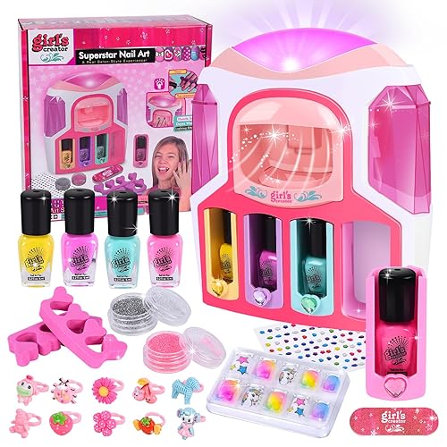 Miniatura 1 de Kit de esmalte de uñas para niños para niñas, juego de esmalte de uñas para niños con juego de secado de uñas 2 en 1, esmalte de uñas, calcomanías