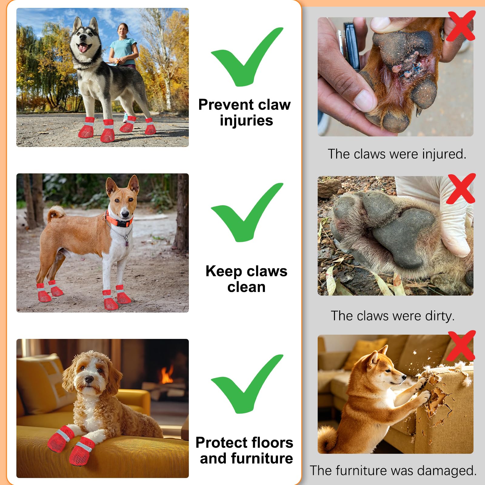 4 PCS Scarpe Estive per Cani, Scarpe Cani Antiscivolo, Stivali Estivi per Cane, Traspirante E Confortevole, Adatto Sia per Uso Interno Che Esterno Durante L'Estate/Rosso S