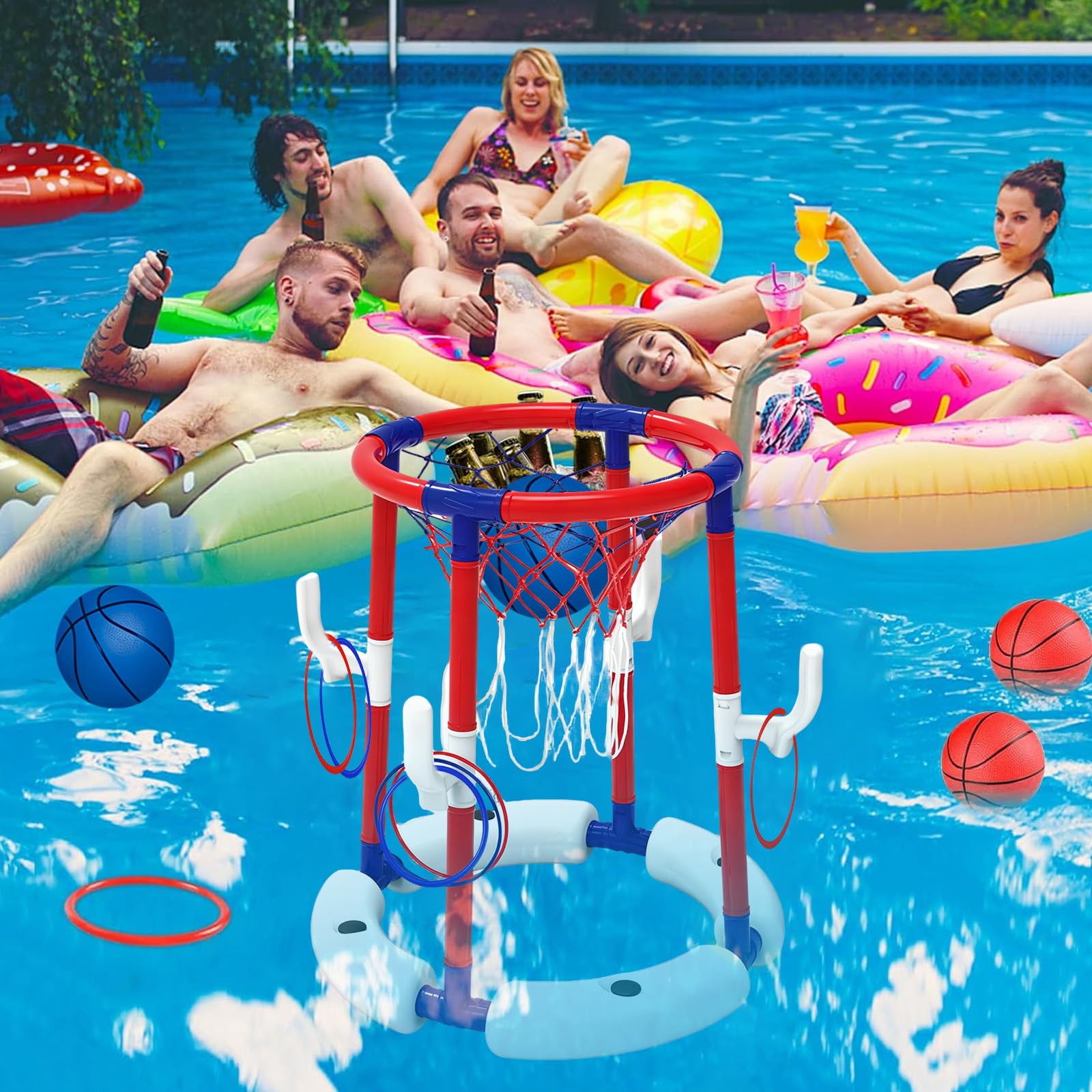 Schwimmender Basketballkorb für Pool, aufblasbares Spielzeug für Beachparty Hawaii