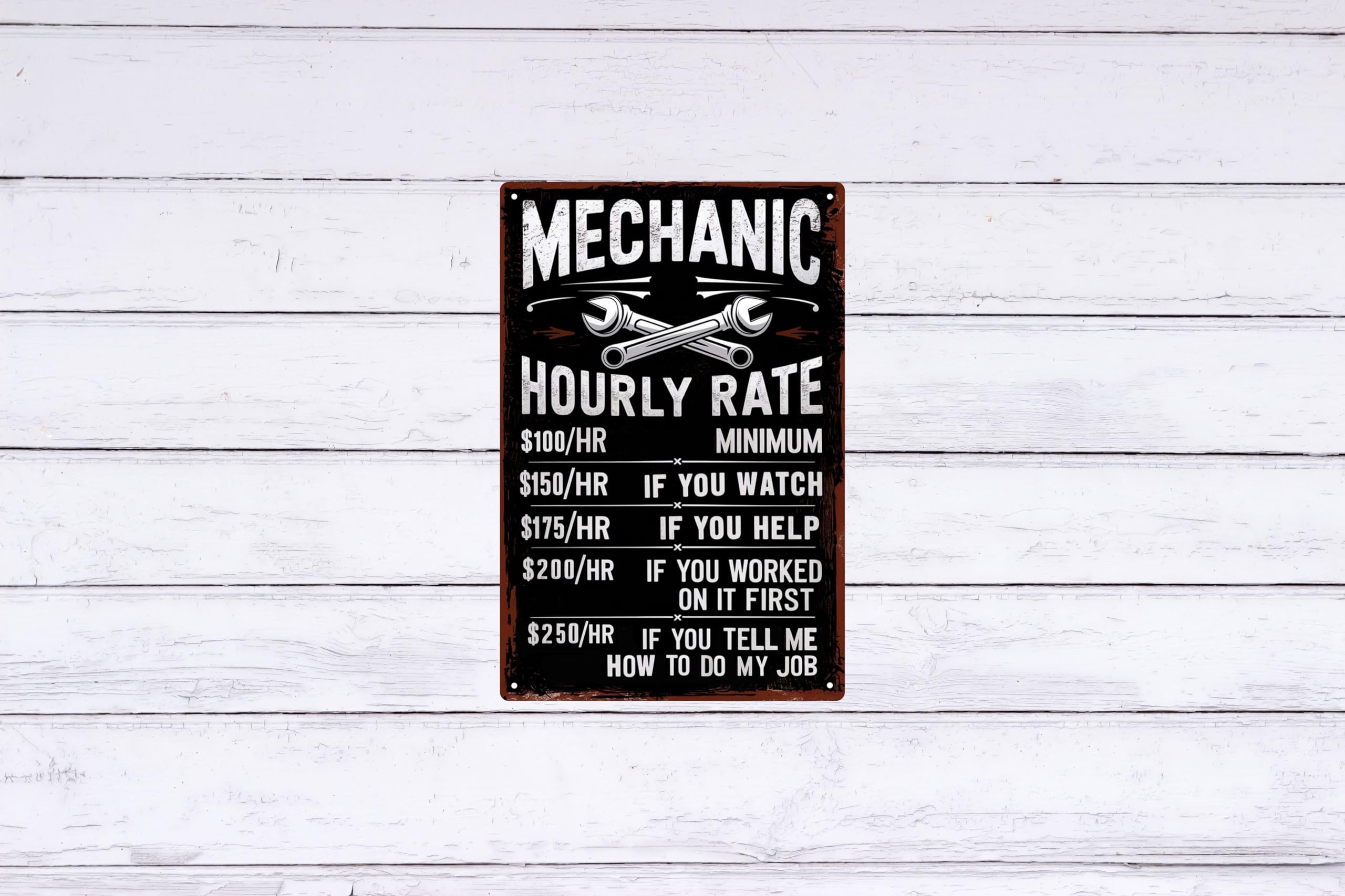 Mechanic Gifts For Men Garage Decor Mechanic Accessories Mechanic Decor Mechanic Hourly Rate Reproduction Metal Tin Sign Mechanic Rules Metal Sign 8x12 Inch