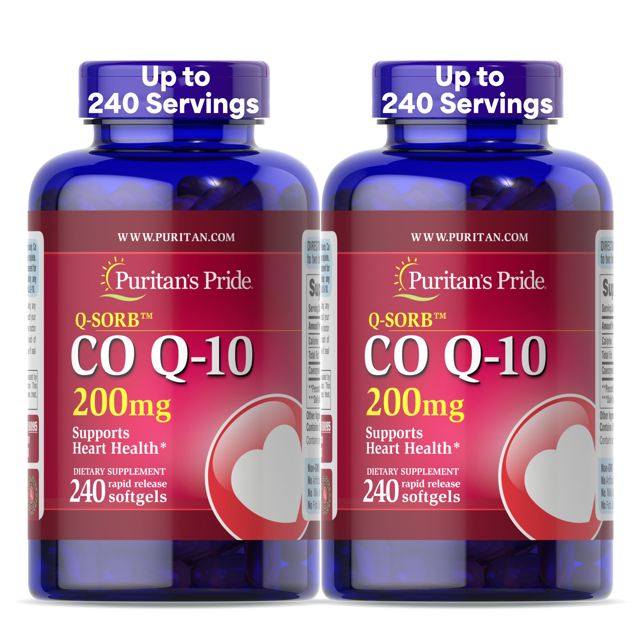 Puritan's PrideQSORB CoQ10 200 mg, Supports Heart Health (2 Pack of 240 softgels) 240 Count