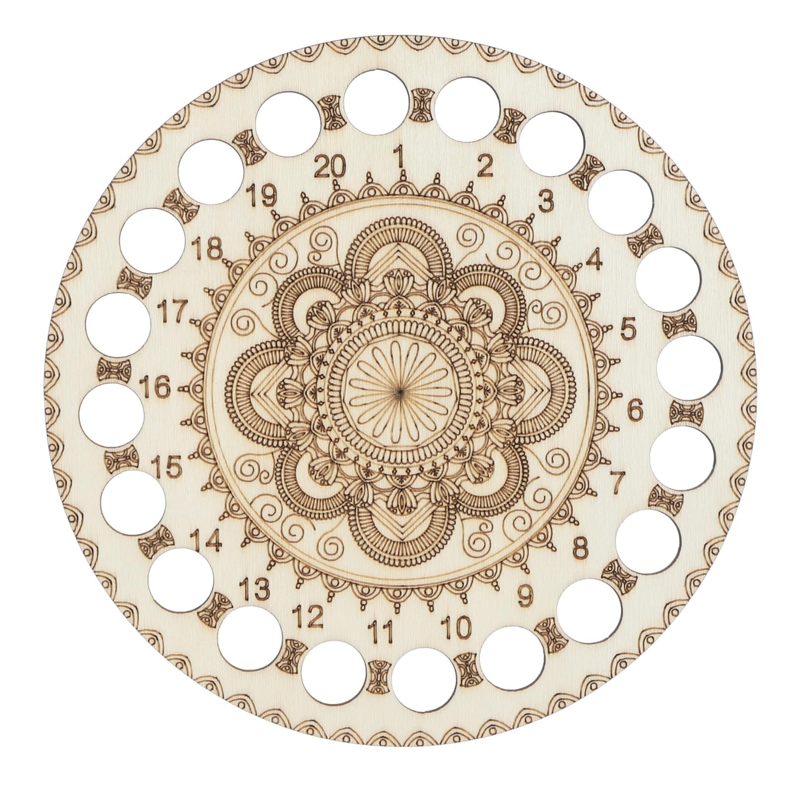 Wooden Embroidery Floss Organizer, Floral Round Cross Stitch Thread Organizer Vintage Style Embroidery Floss Holder for Sewing Thread Storage (Type A)