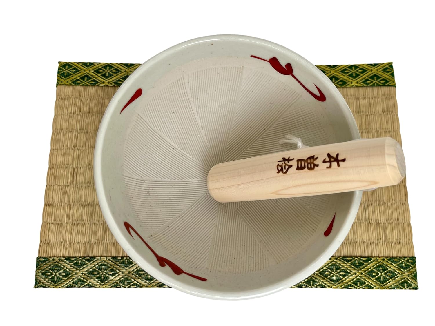 Made in Japan Mortar and Pestle Suribachi and Surikogi Set 6.1 Inches Authentic Mino Ware Pottery Tachibana ash Glaze