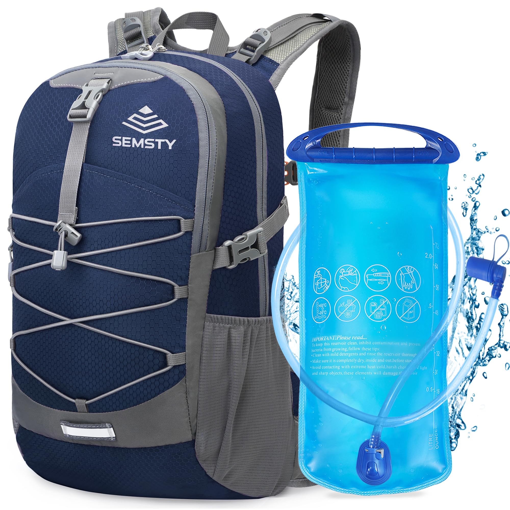 SEMSTY20L Hydration Backpack with 2L Water Bladder, Insulated Hiking Backpack with Rain Cover for Hiking Cycling Camping
