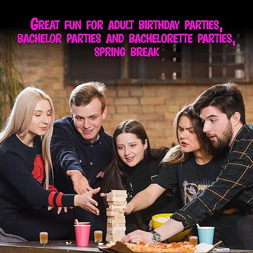 Miniatura 4 de BETTERLINE Juego de madera de bloques apilables para beber  48 piezas  Torre para adultos  Juego de fiesta de amigos, despedida de soltero (60