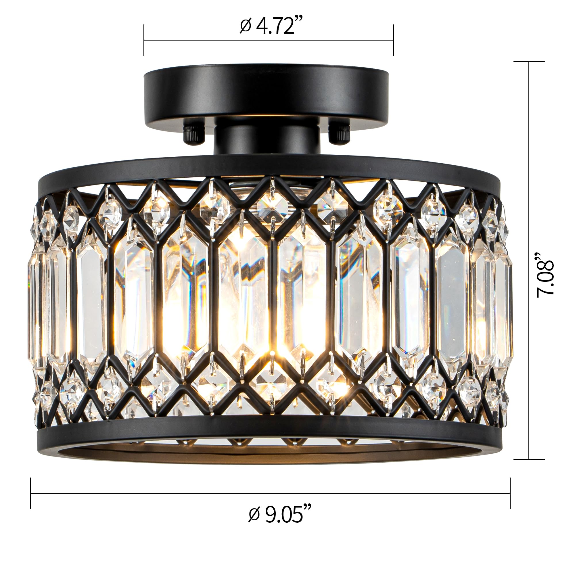 Photo 1 of ***SEE NOTES****Crystal Ceiling Light, Black Flush Mount Ceiling Light Fixture, Flush Mount Chandelier, light Fixture for Hallway, Entryway, Bathroom; Laundry Room, Kitchen, 1 light, 9 Inch (Bulb NOT included)