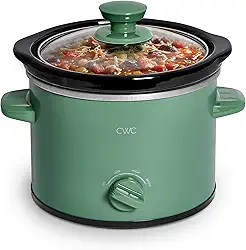 COOK WITH COLOR Mini Panela Elétrica Redonda De Cozimento Lento 2 Qt - Configurações Ajustáveis, Cerâmica Removível, Tampa Vidro Temperado, Lavável Na Máquina Lavar Louças, Alças Laterais Frias Ao T