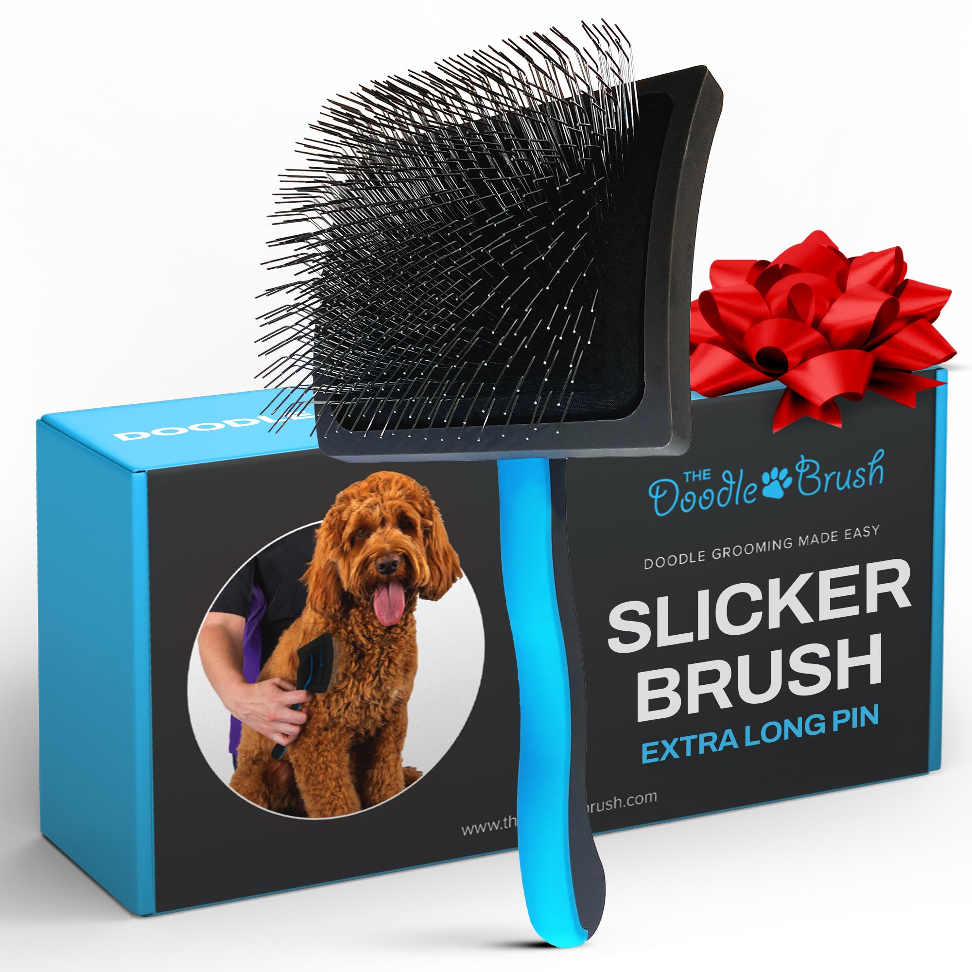 The Doodle Brush - Slicker Dog Brushes for Grooming, Flexible Dog Grooming Brush for Cockapoo, Cavapoo, Labradoodle, Goldendoodle, Detangler Brushes for Poodle & Doodle - Extra Long Pin Detangler