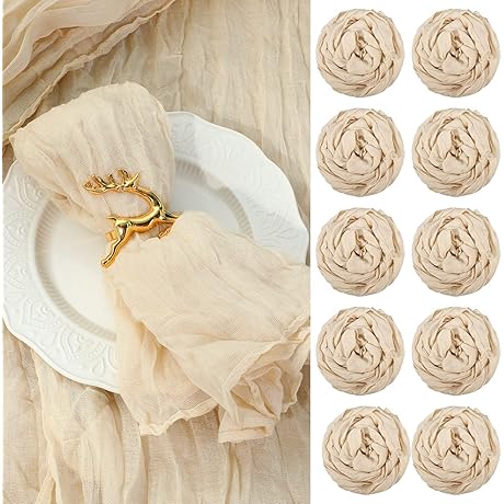 Beige Cheesecloth Napkins: 19.7 x 19.7 Inch, Vintage Dining Tablecloth for Your Unique Home Decoration