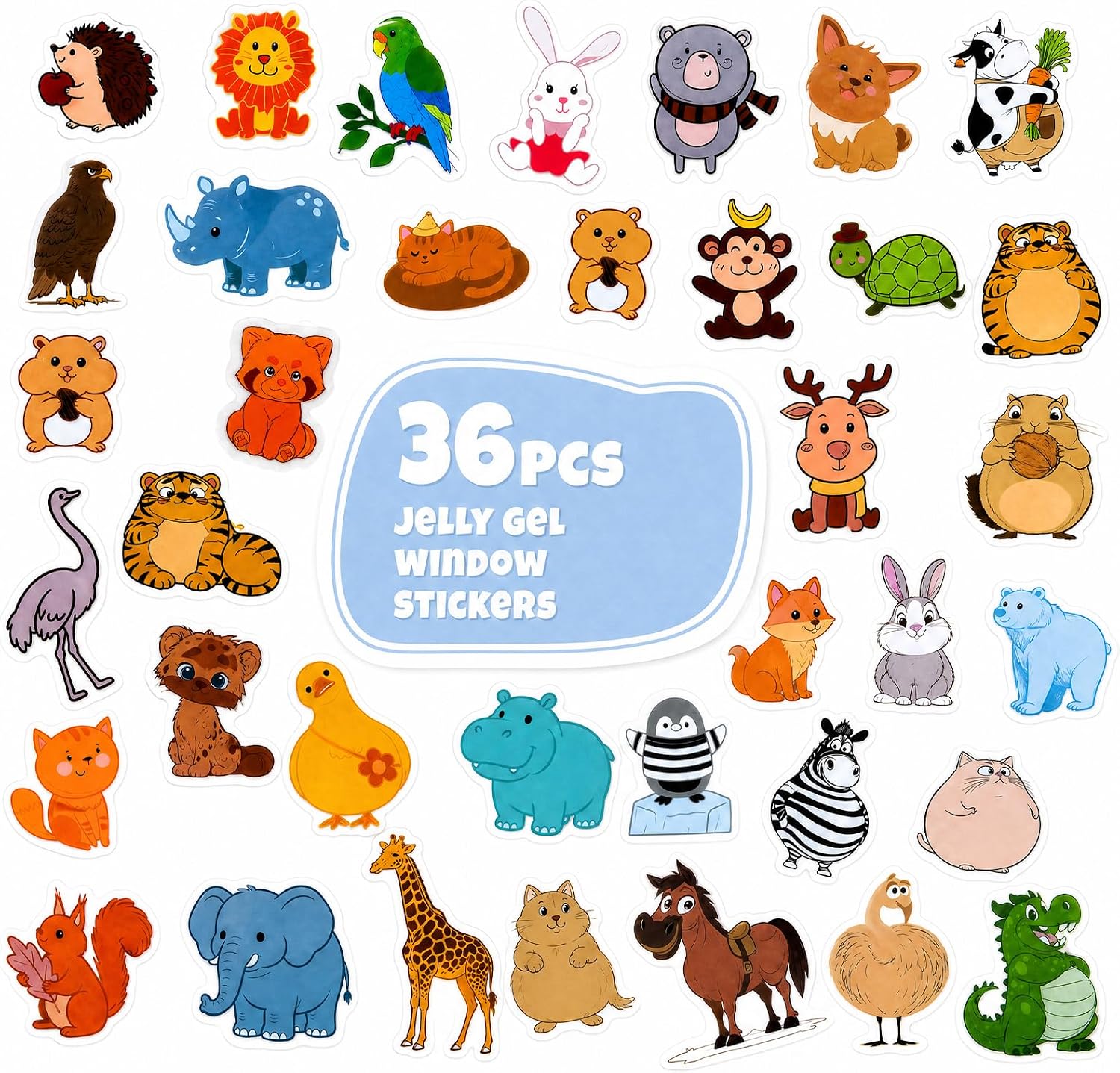 Reusable Jelly Window Clings, Animal Gel Stickers for Kids
