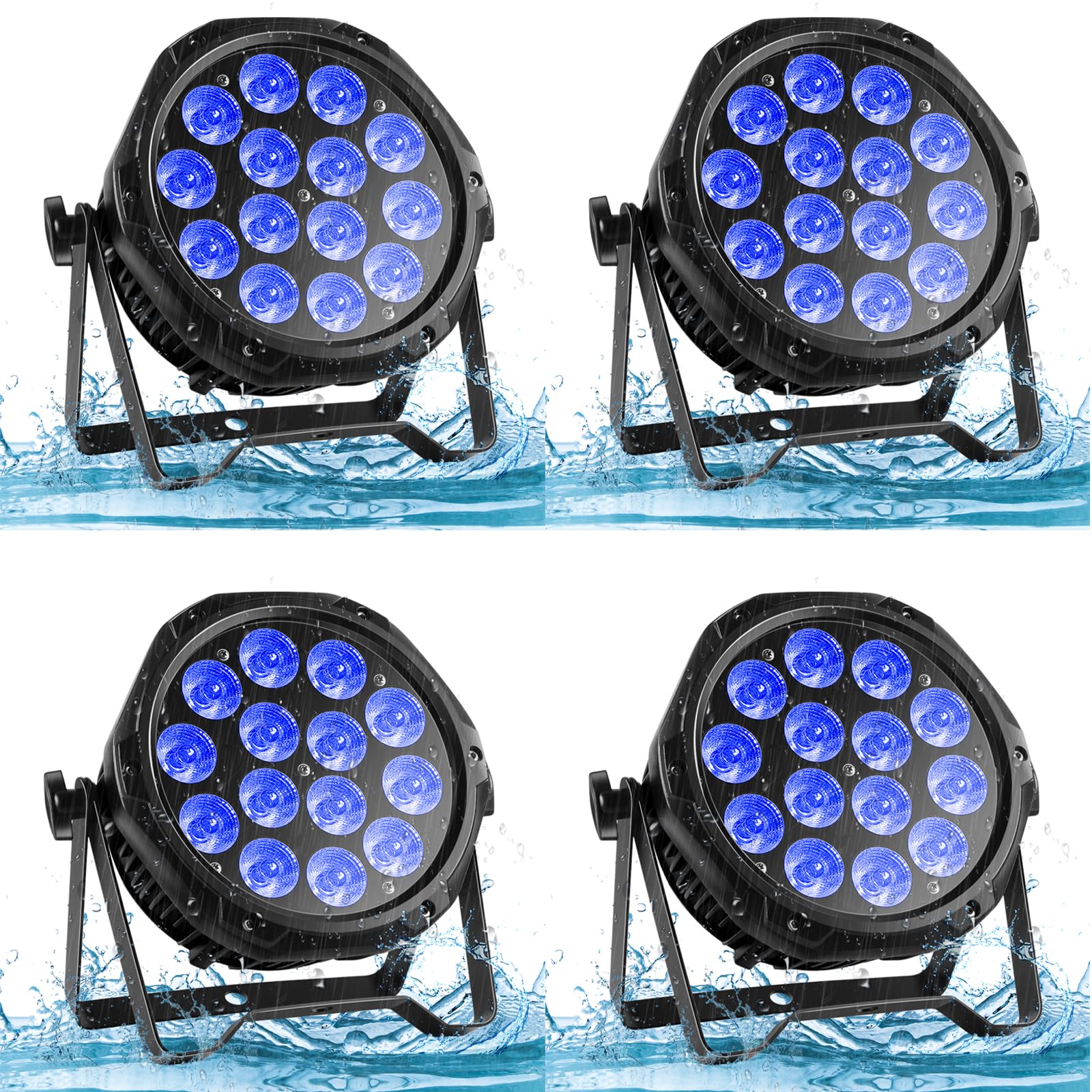 U`King 4PCS 70W LED Par Strahler IP65 Wasserdicht, RGBW Bühnenlicht Scheinwerfer Outdoor Bühnenbeleuchtung Ideal für Hochzeit Party Außenanwendungs Bühnenbeleuchtung