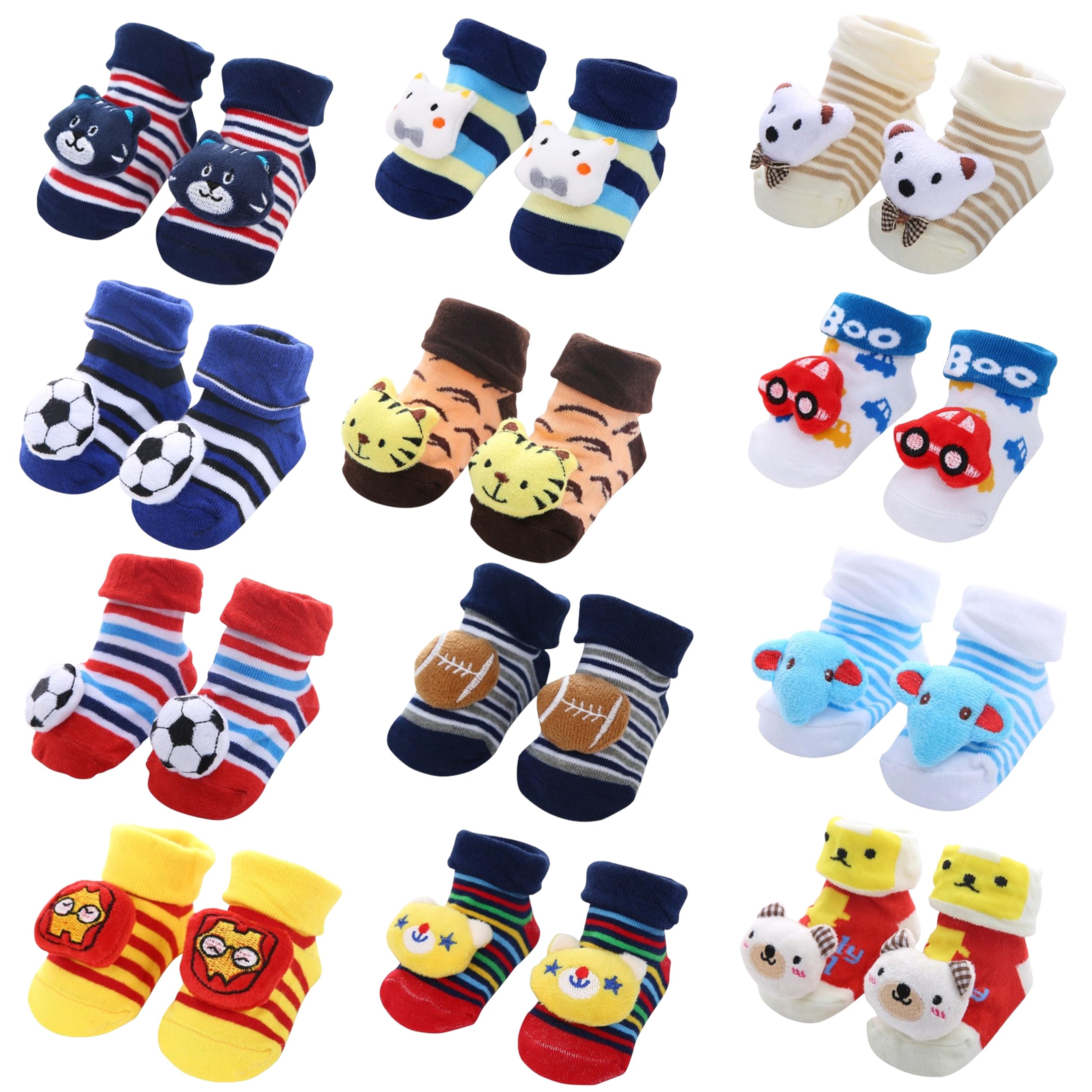 Kidbee Baby Organic Cotton Ankle Length Socks Cartoon (0-12 Months)