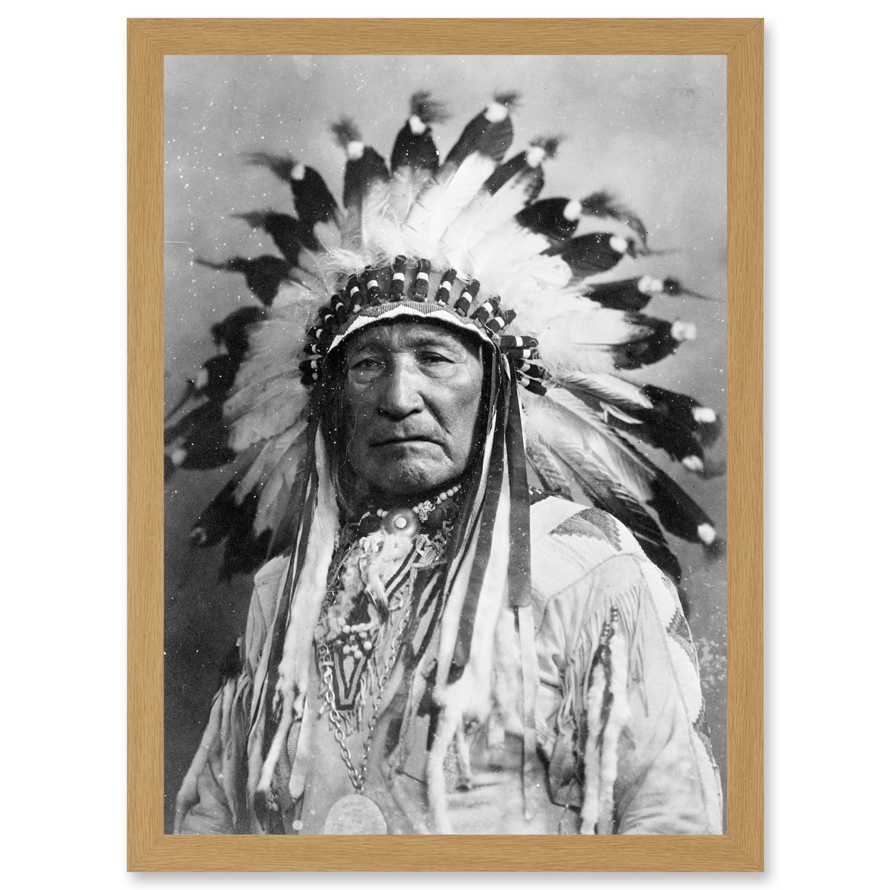 Artery8 Native American Dian Mountain Chief A4 Artwork Framed Wall Art Print