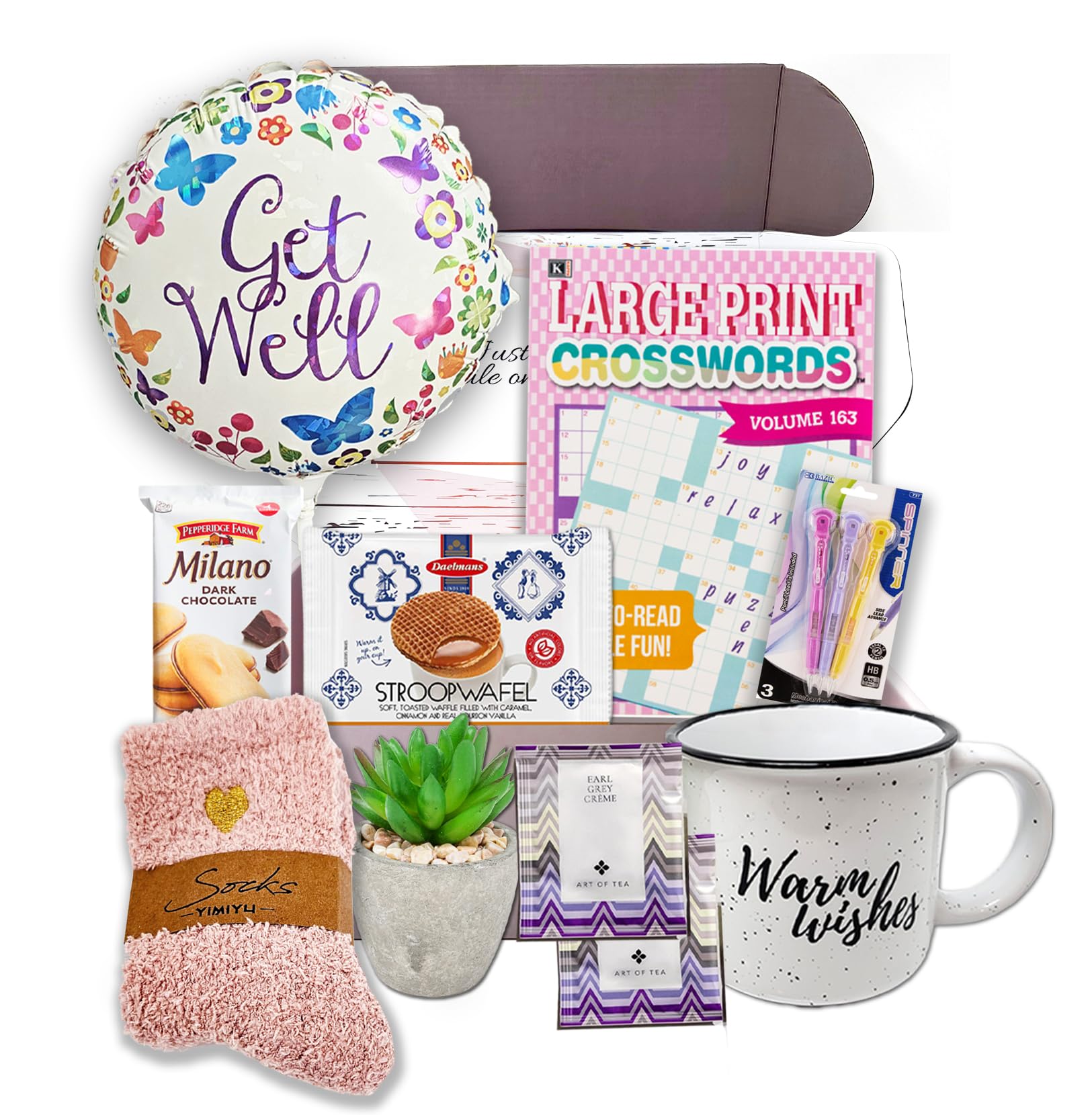 GET WELL SOON Gift basket for women CARE PACKAGE w/Balloon, Feel better soon gift, variety box w/snacks After Surgery hospital or Injury Speedy Recovery, cancer, Stress Relief Gift, Encouragement