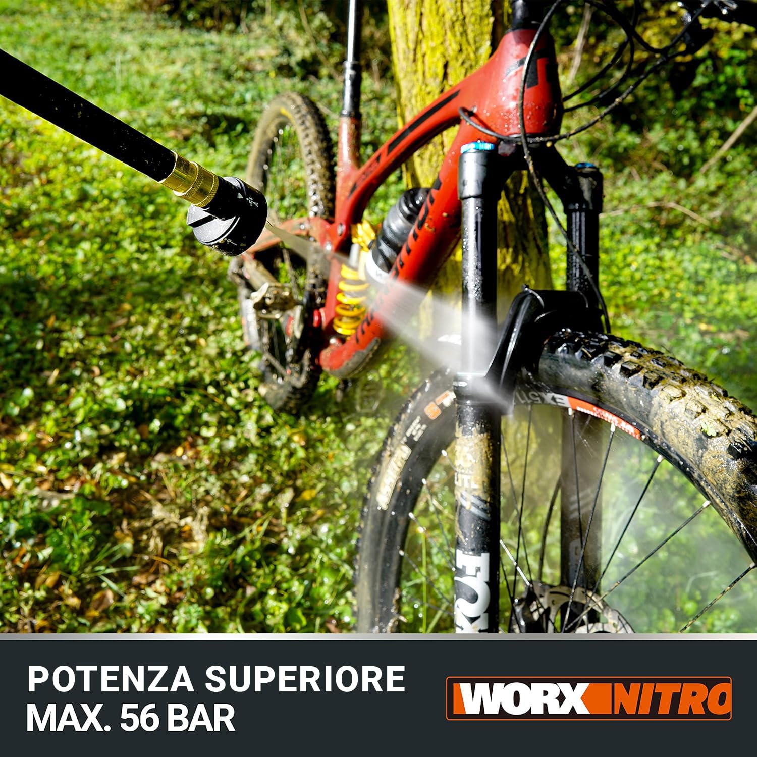 WORX Nitro WG633E Idropulitrice a batteria 20 V | PowerShare | max. 56 bar | 220L/H | Include batteria da 4,0 Ah e caricatore | Pulizia terrazze e lavaggio auto