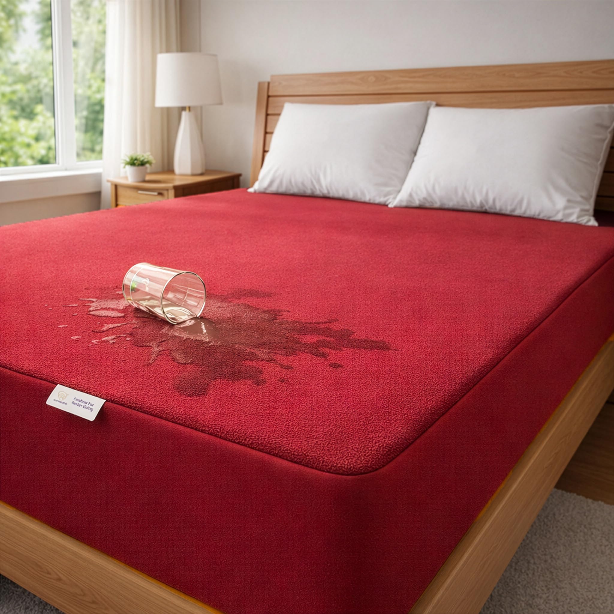 My Armor Waterproof Mattress Protector King Size, 78x72, 6.5x6 feet, Double Bed Protector Sheet Cover, Breathable and Hypoallergenic Ultra Soft Fitted Terry Cotton Feel Fabric, Maroon