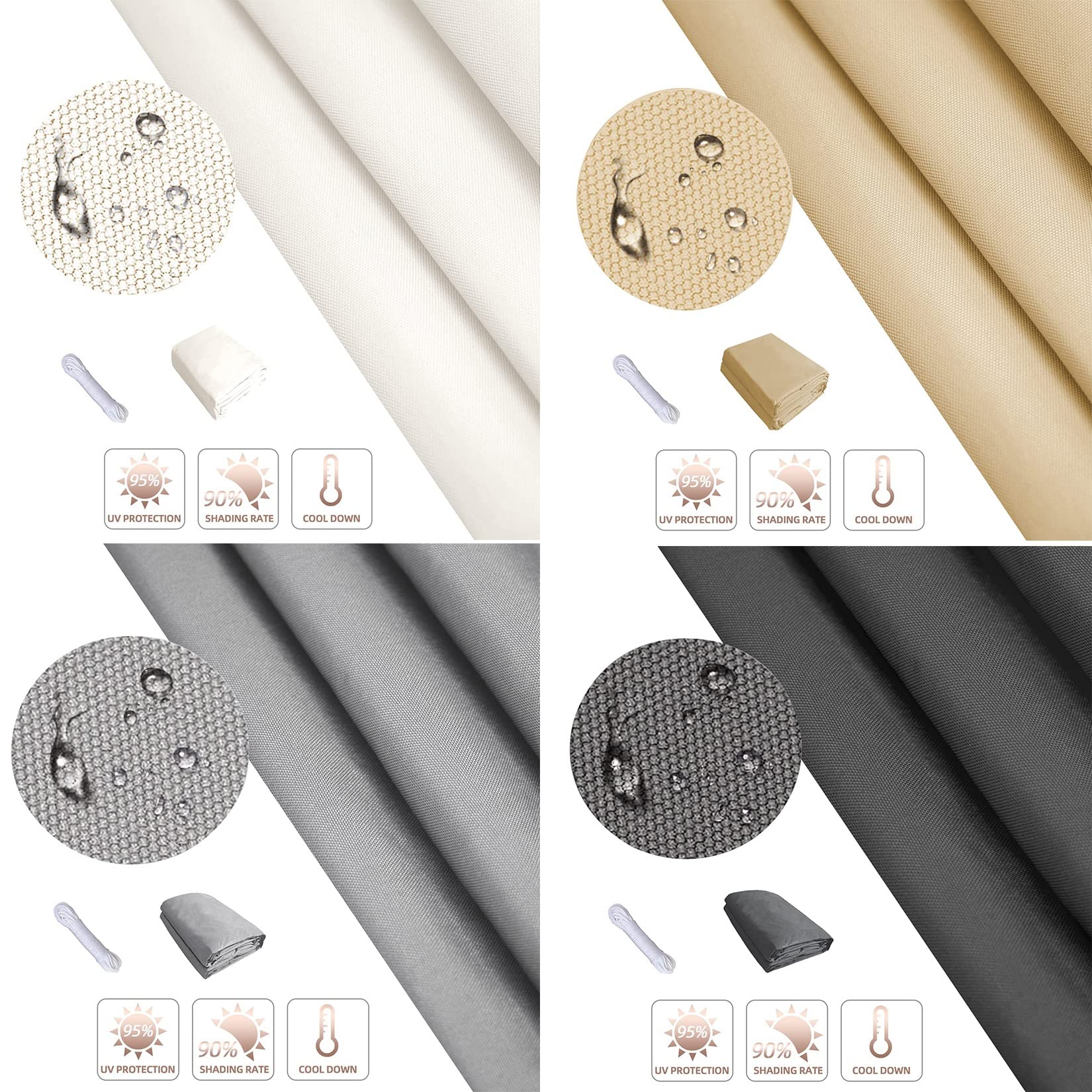 KUAW Telo Parasole Rettangolare Impermeabile 1.8x1.8M per Balconi Arredo Giardino Gazebo Copertura Pergolato Telo Vela Ombreggiante Tenda da Sole Resistente al Clima,95% Schermo UV, Blu Scuro