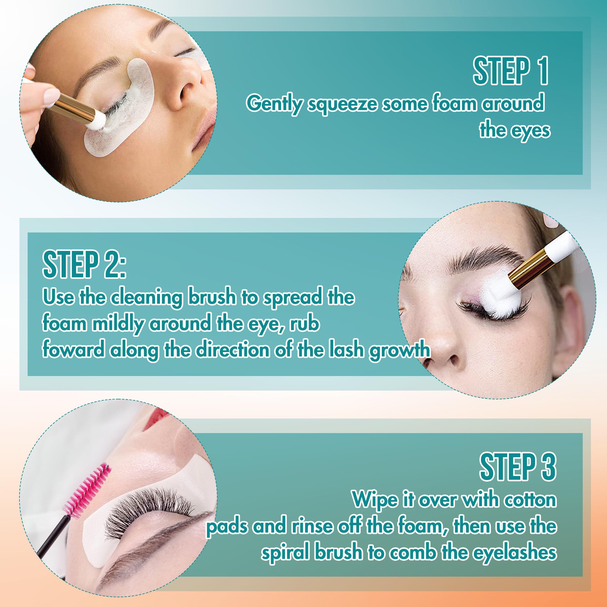 GEMERRY 60 ml Shampoing cils extension Nettoyant Extension Cils Remover Cils Extension Mousse avec Brosse de Nettoyage Lashes Mousse Nettoyante Rehaussement Cils