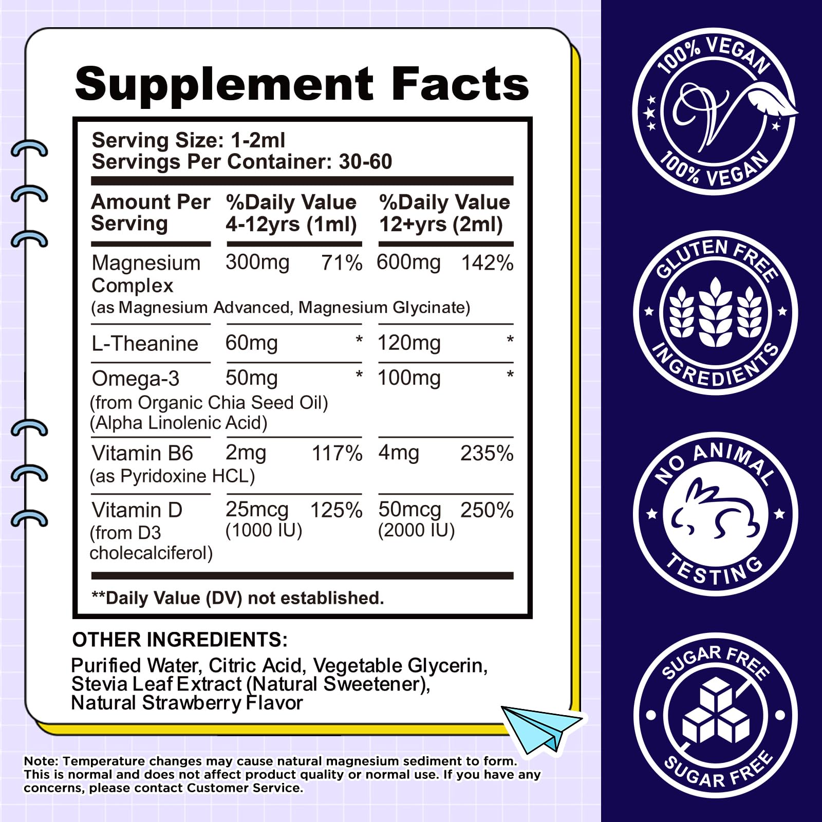Kids Magnesium Liquid Drops-Magnesium Glycinate Liquid for Kids Supplement-w/L-theanine, Omega-3, Vitamin B6, D3 - for Sleep, Relaxation, Brain, Bones - 4 Fl Oz Children's Calm — Amazon image 4