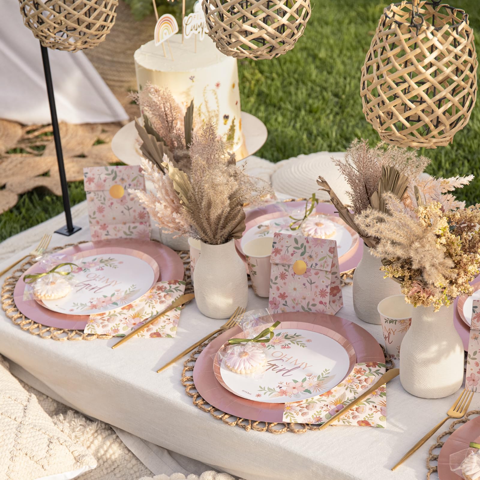 Tovaglioli a doppio strato - Stoviglie Decorazione Baby Shower, Compleanno Bambini Bambino, Decorazione Primavera (Tovagliolo Arcobaleno Rosa