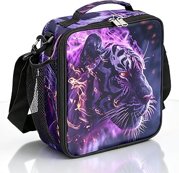 Pardick Tiger Boys Lunch Box for School Insulated Kids Lunch Box Reusable Leakproof Lunch Bag Thermal Cooler Tote Picnic Lunchbox with Adjustable Shoulder Strap Back to School Gifts for Teens Boys