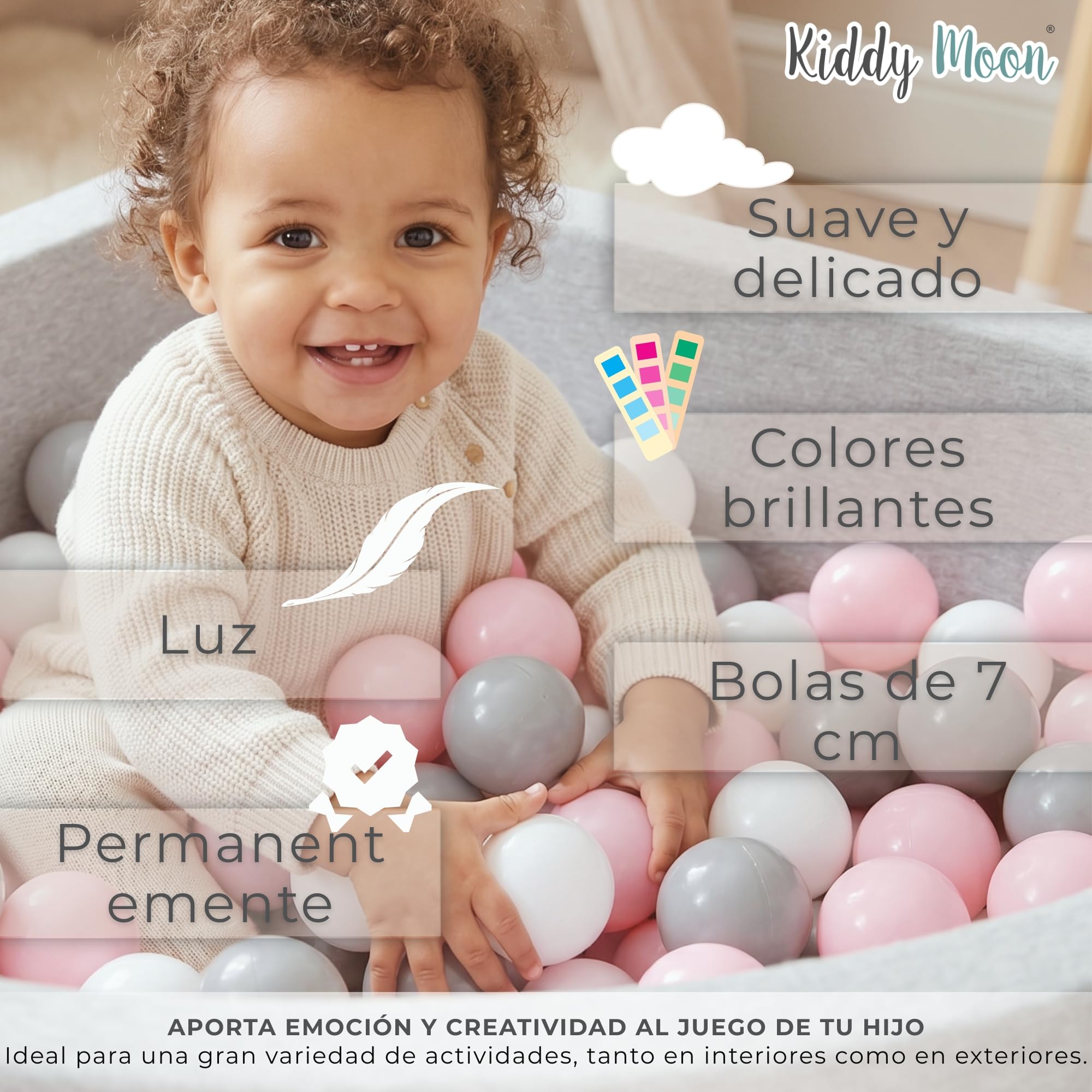 KiddyMoon Piscina de Bolas Cuarto de Esquina 90x30cm con 200 Bolas 7cm Piscina de Espuma para Bebé y Niño Pequeño - Grisclr: Verdclr Amaril Turque Naranj Rosaos Violet