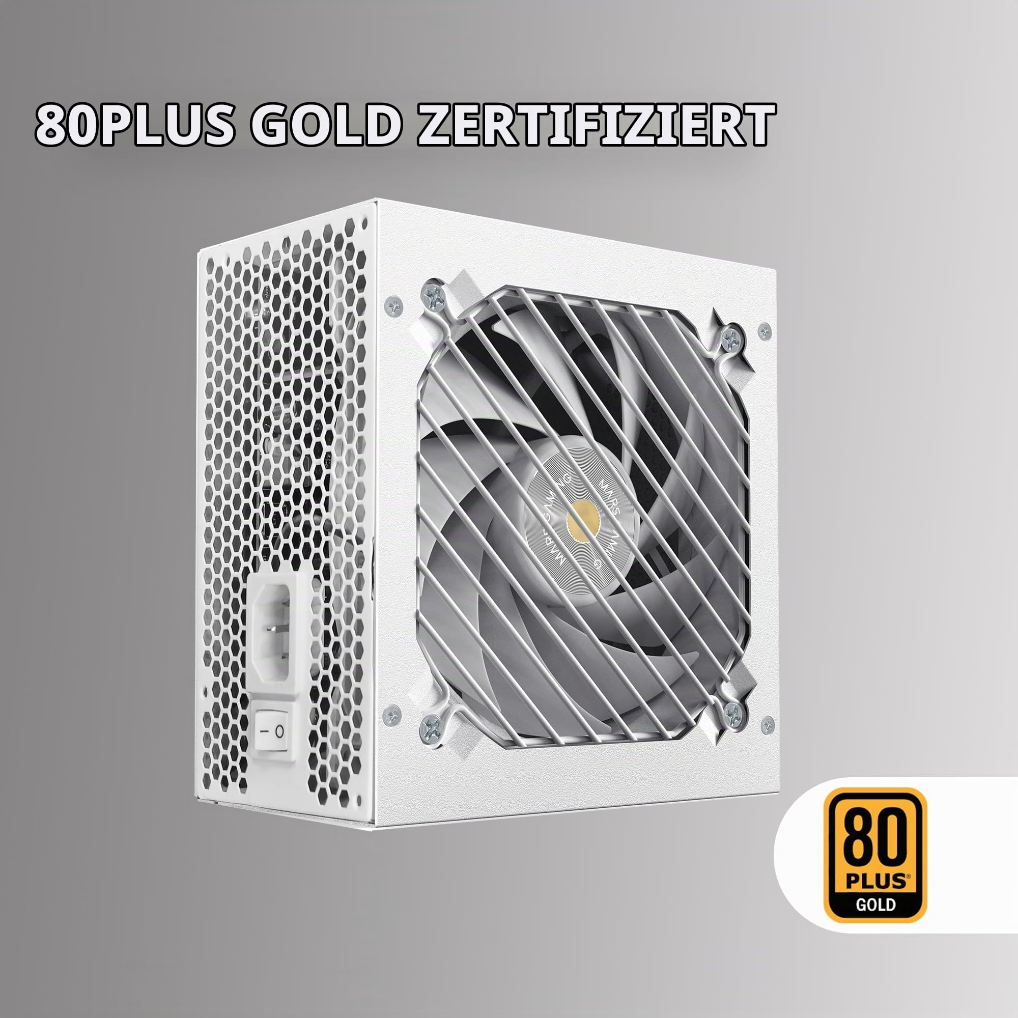 Mars Gaming MPB850PSI, Vollmodulares ATX-Netzteil 850W, 10 Jahre Garantie, 80Plus Gold 90%, SI-Lüfter 14cm, AI2-RPM-Technologie, DC-DC und SMD, ATX 3.1 und PCIe 5.1, 12V 2x6 Anschluss, Weiß