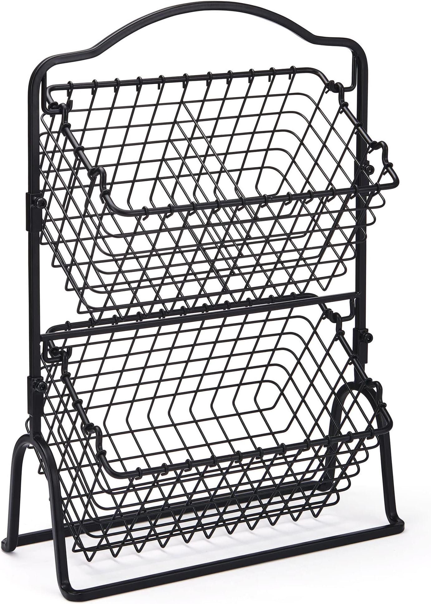 Gourmet Basics by MikasaGrid Fruit Storage Basket, 2 Tier, Black