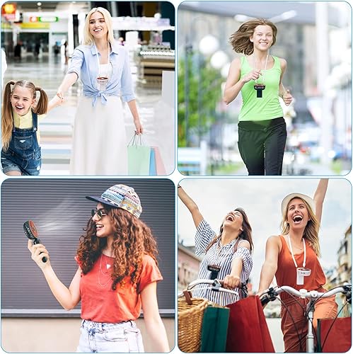 Miniatura 6 de Ventilador de mano, ventilador portátil recargable por USB con 3 velocidades, funciona con pilas, mini ventilador de escritorio plegable con soporte